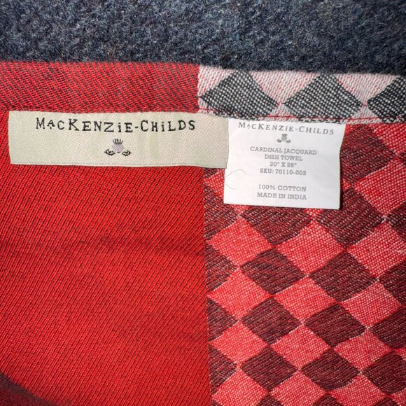 2pc Red Blk Wht Courtly Check MacKenzie-Childs Cardinal Jacquard Dish Towel - Picture 10 of 11